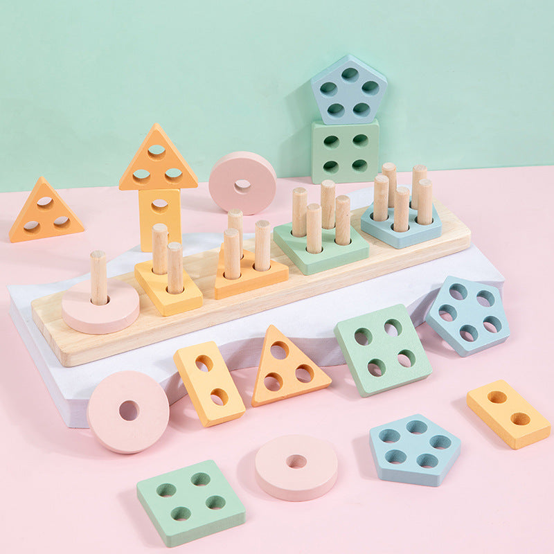 Montessori Geometric Shape Wooden Educational Toy Set for Children-5