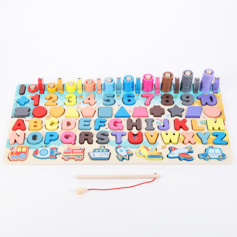 Montessori Wooden Math Fishing Board Educational Toy for Kids, 1-3 Years Old-1