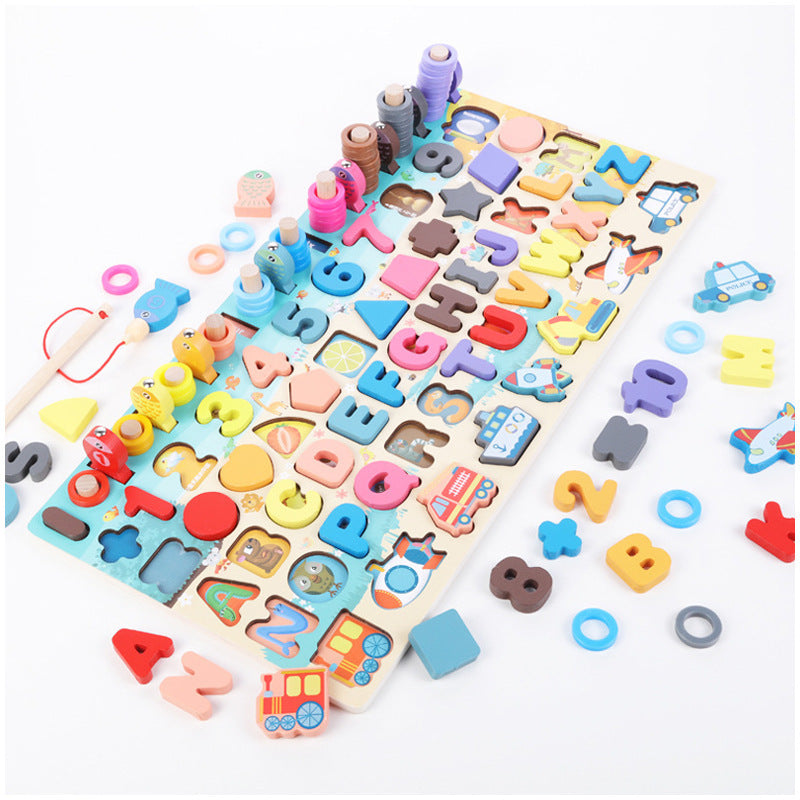 Montessori Wooden Math Fishing Board Educational Toy for Kids, 1-3 Years Old-3