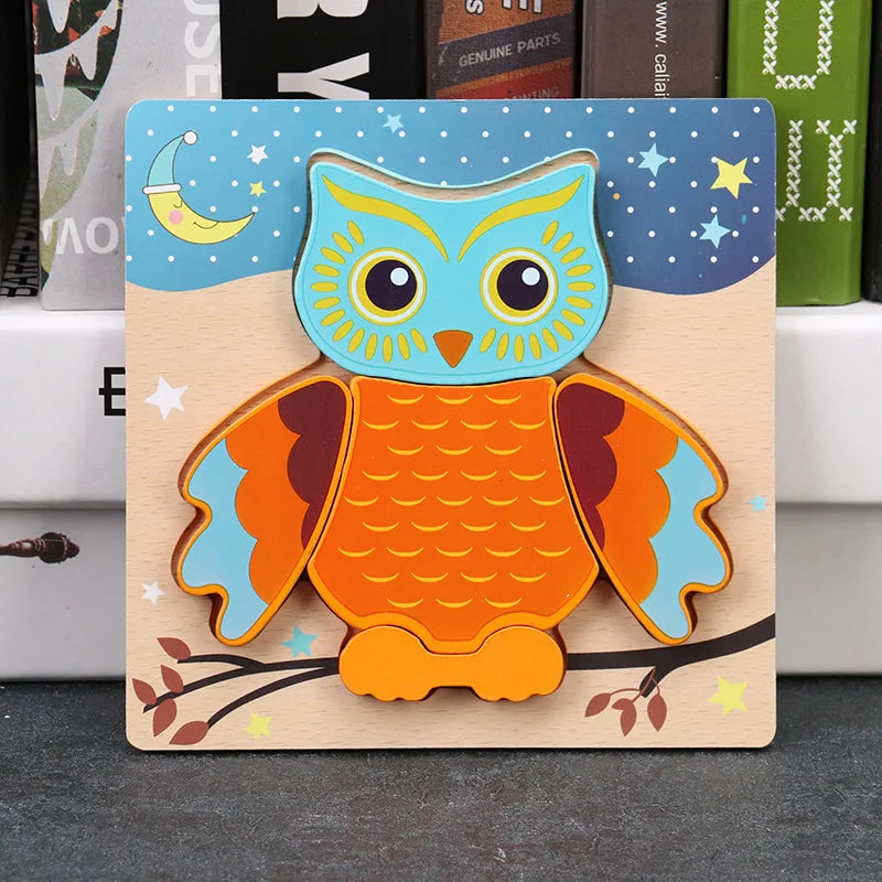 Montessori wooden 3D puzzle educational toy for kids