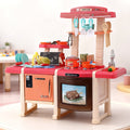 Children's toy kitchen set with various accessories on a white background