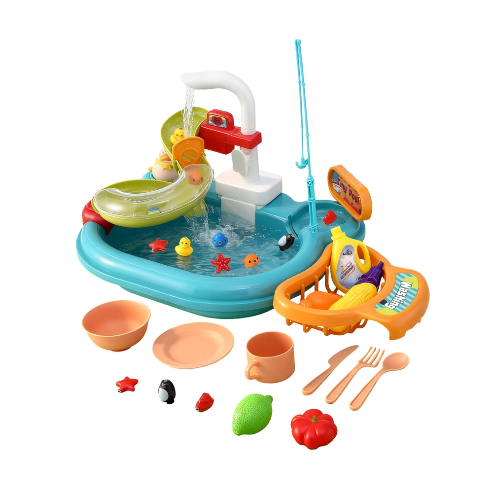 Keezi Kids Play Sink with Faucet & Play Food