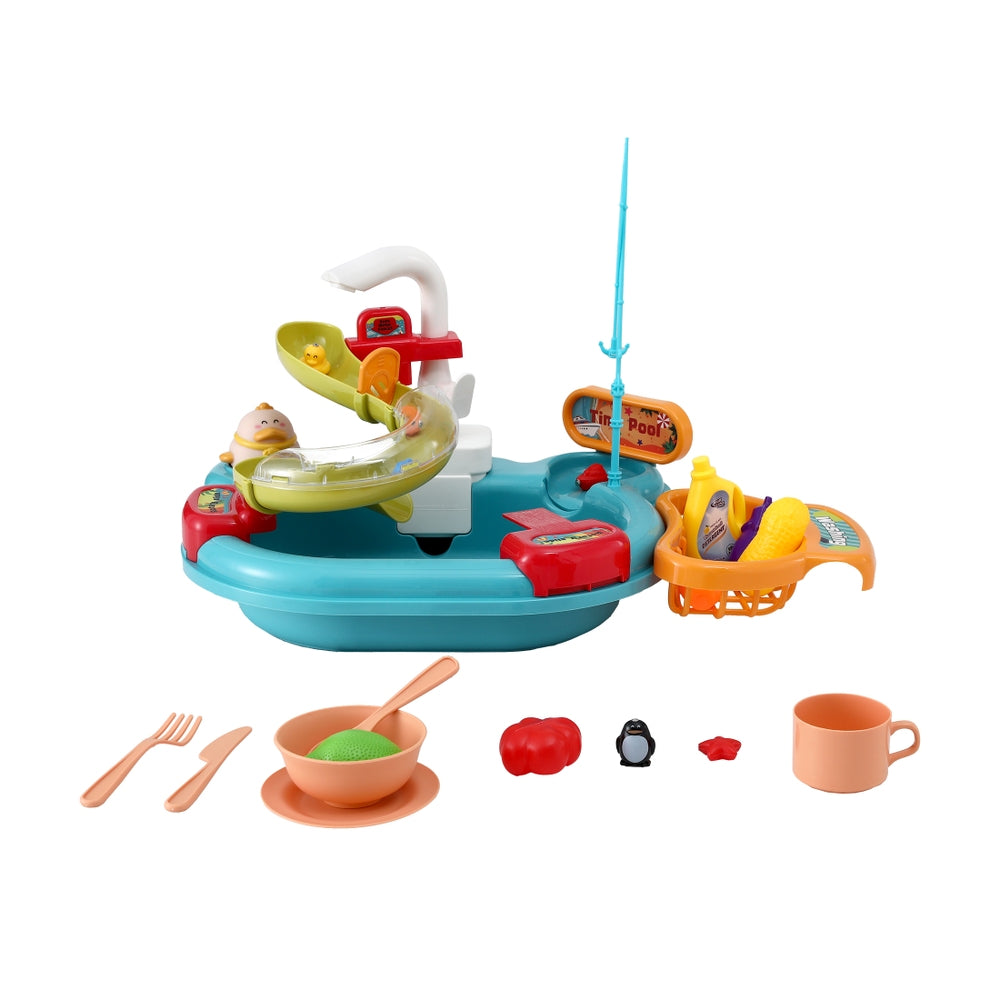 Keezi Kids Play Sink with Faucet & Play Food