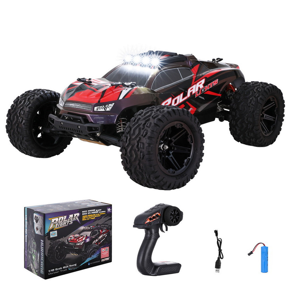 Kids 1:8 Scale Remote Control Off-Road Truck with Lights and 2WD High-Speed Motor