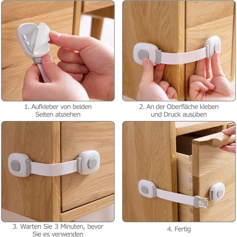 Baby Safety Locks Set of 6 – Multi-Use Drawer, Cupboard & Fridge Childproof Latches