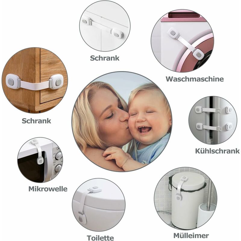 Baby Safety Locks Set of 6 – Multi-Use Drawer, Cupboard & Fridge Childproof Latches