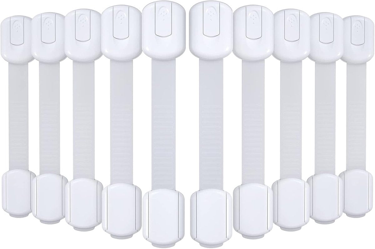 Child Safety Cabinet Locks – Adhesive Drawer & Cupboard Locks (10 Pack)