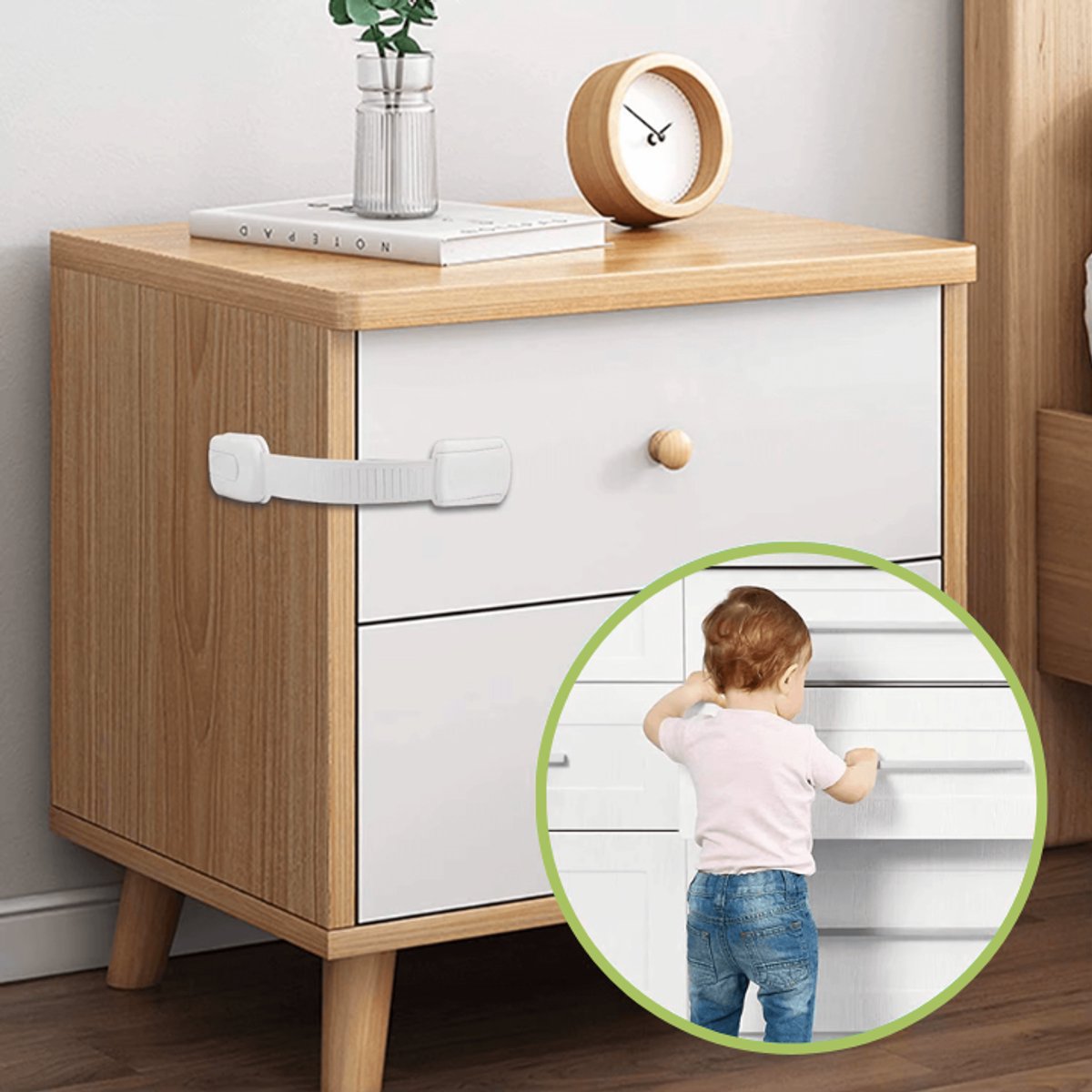 Child Safety Cabinet Locks – Adhesive Drawer & Cupboard Locks (10 Pack)
