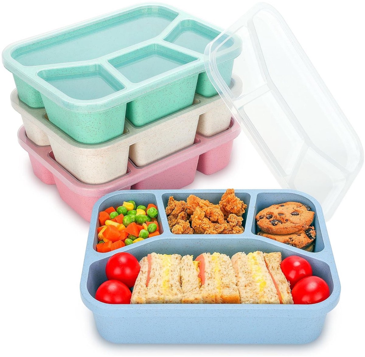 4-Pack Stackable Lunch Boxes – BPA-Free, Leakproof, Portion-Control Compartments