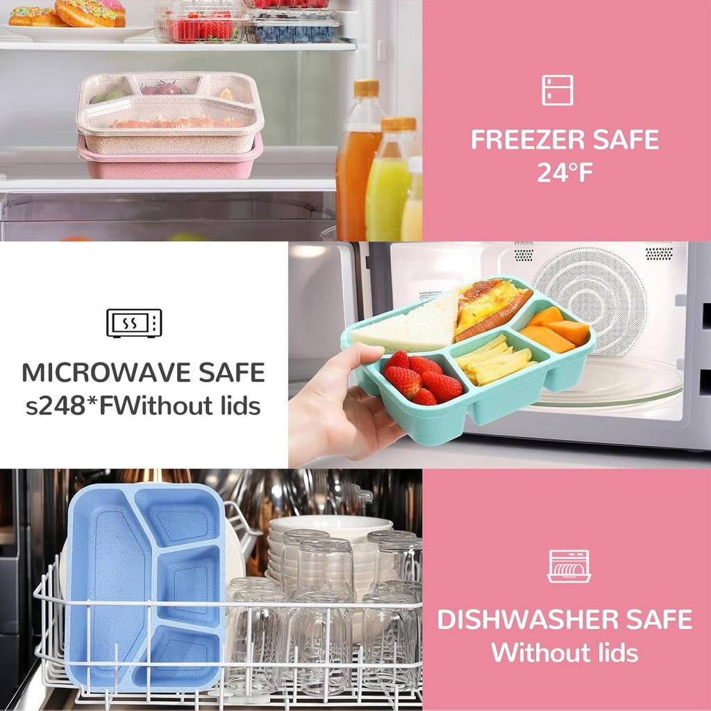 4-Pack Stackable Lunch Boxes – BPA-Free, Leakproof, Portion-Control Compartments
