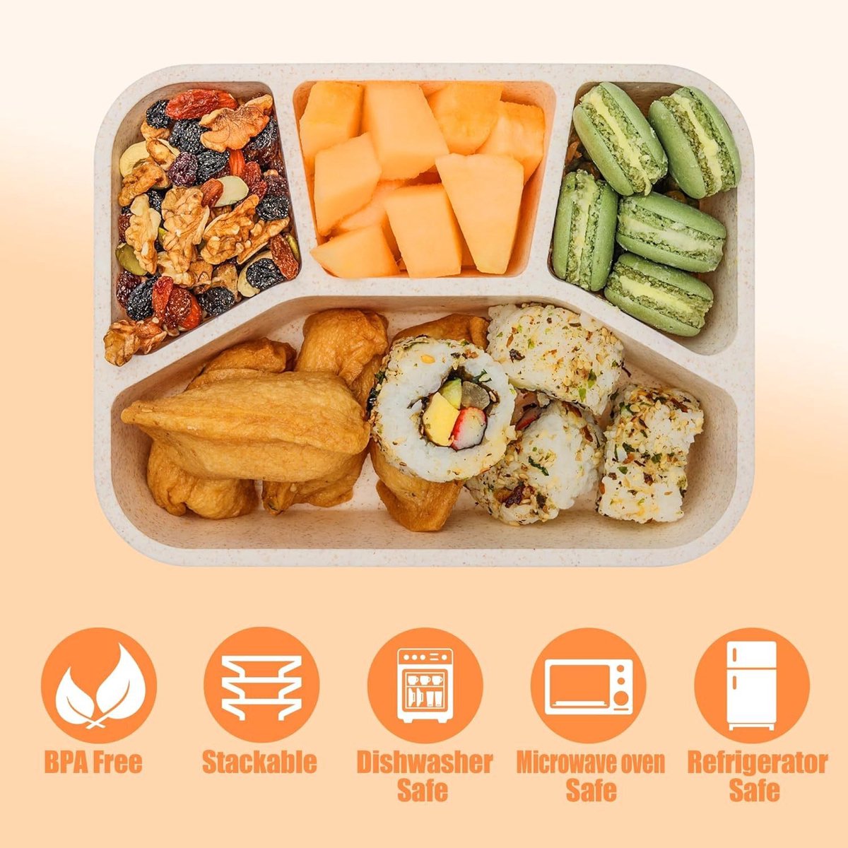 4-Pack Stackable Lunch Boxes – BPA-Free, Leakproof, Portion-Control Compartments