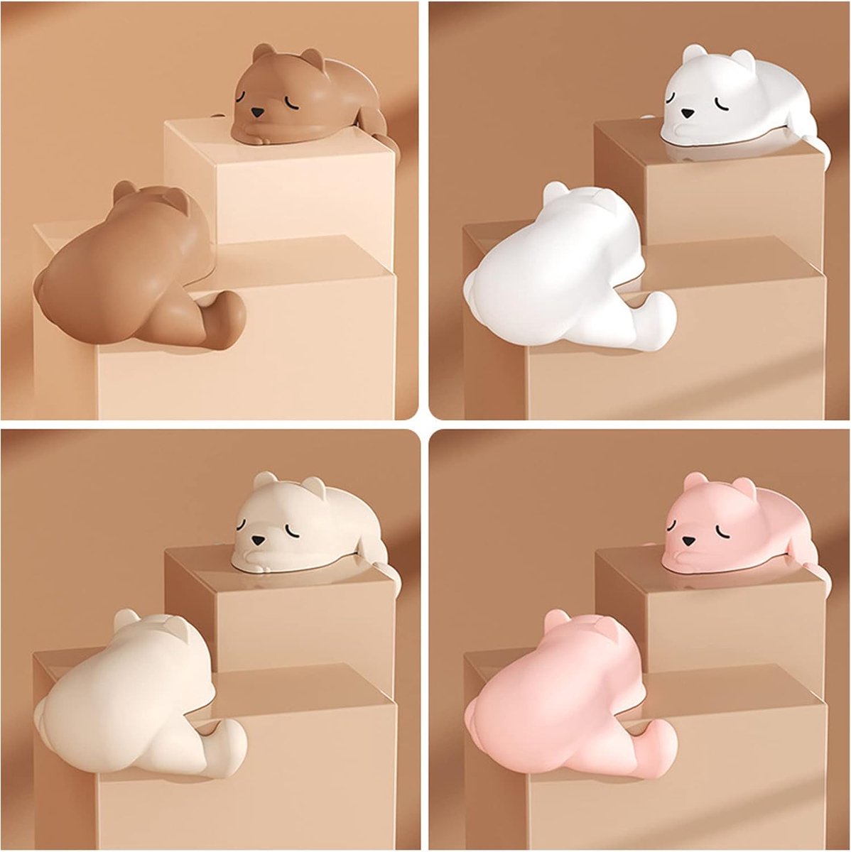 4 Sleepy Bear Corner Protectors - Child Safety and Baby Security - Soft Cartoon Bear Design - Cushioning Edge Protectors - for Tables and Windows