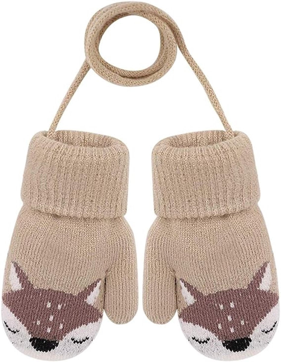 Winter gloves - Knitted gloves for boys and girls - Warm fleece lining - Suitable for children aged 0-3 years