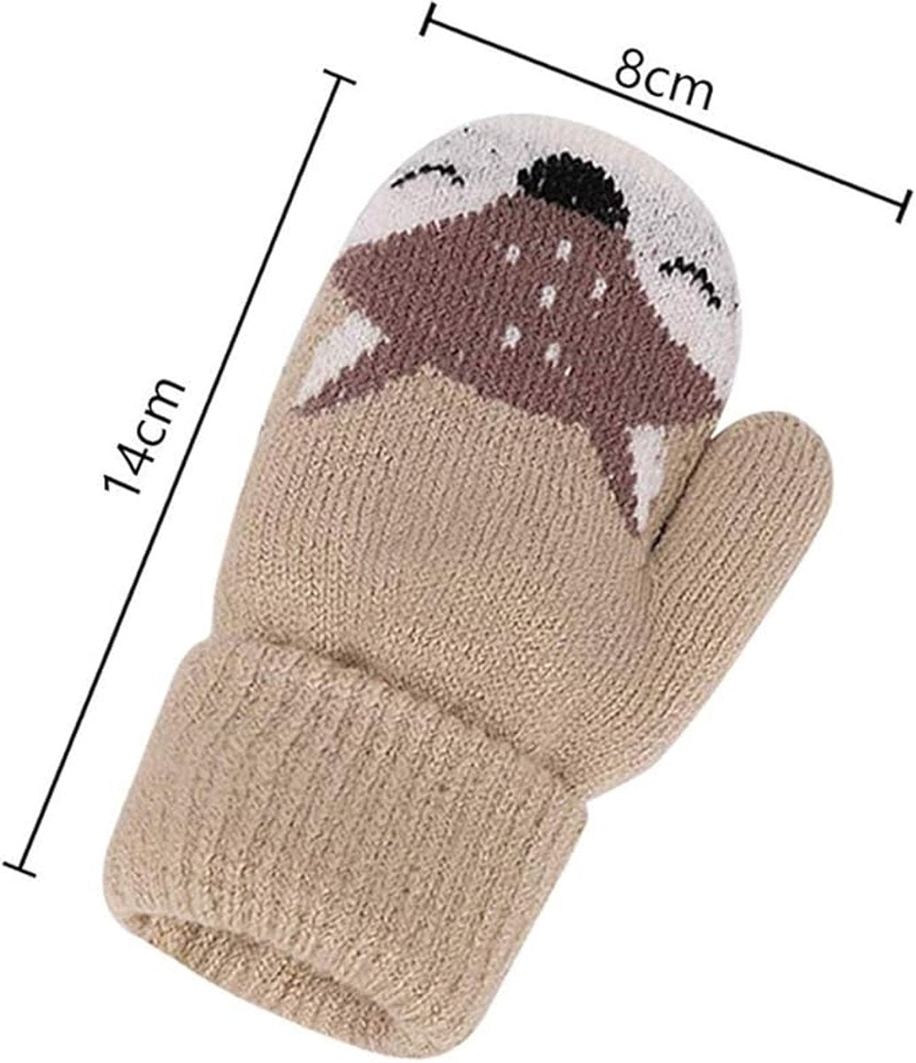Winter gloves - Knitted gloves for boys and girls - Warm fleece lining - Suitable for children aged 0-3 years