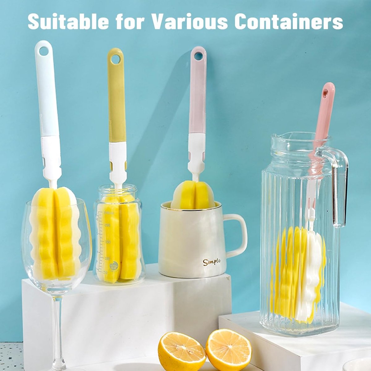 6 pieces baby bottle brushes and feeding bottle cleaning brushes for babies, toddlers, and preschoolers (Random color)
