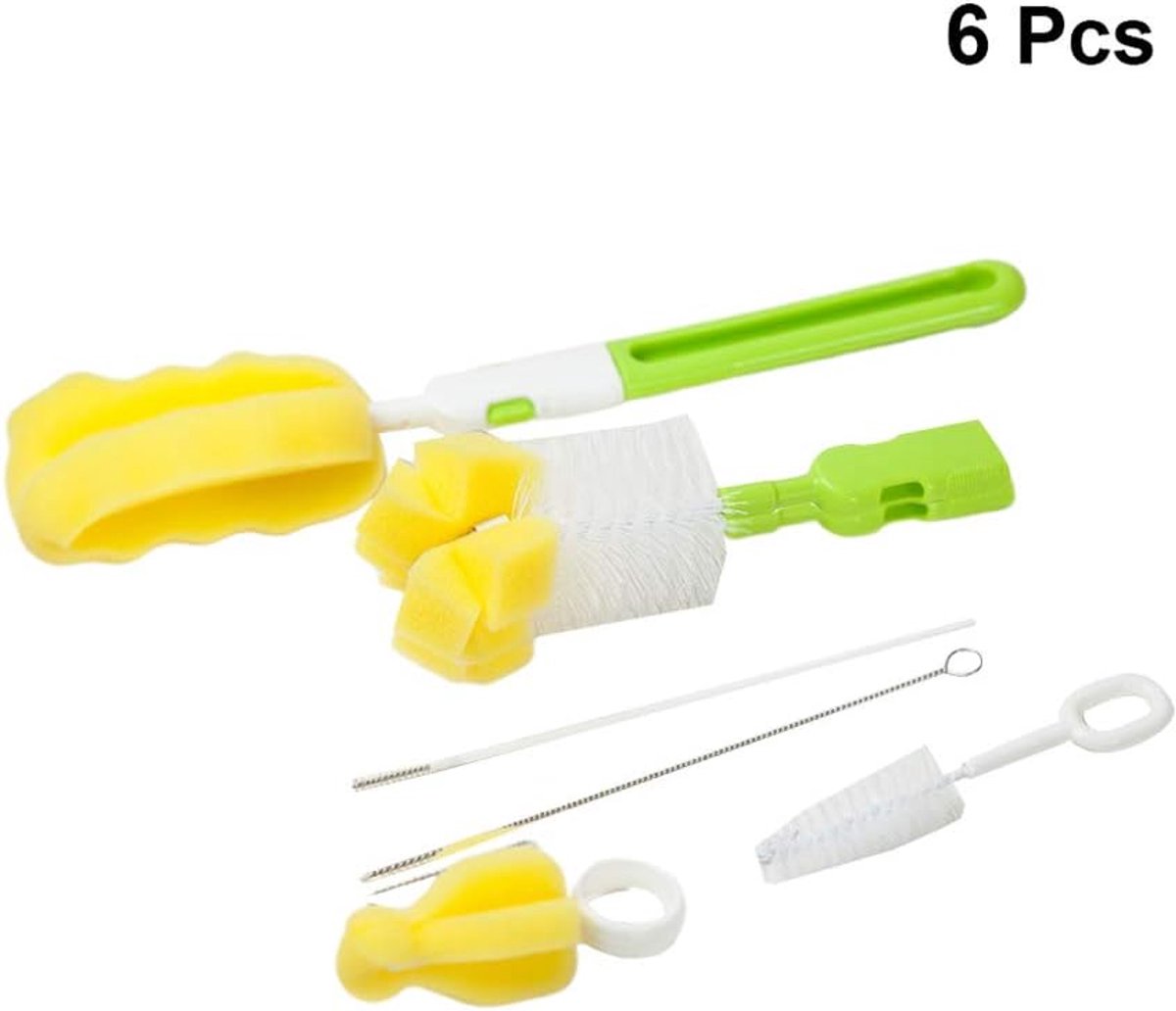 6 pieces baby bottle brushes and feeding bottle cleaning brushes for babies, toddlers, and preschoolers (Random color)