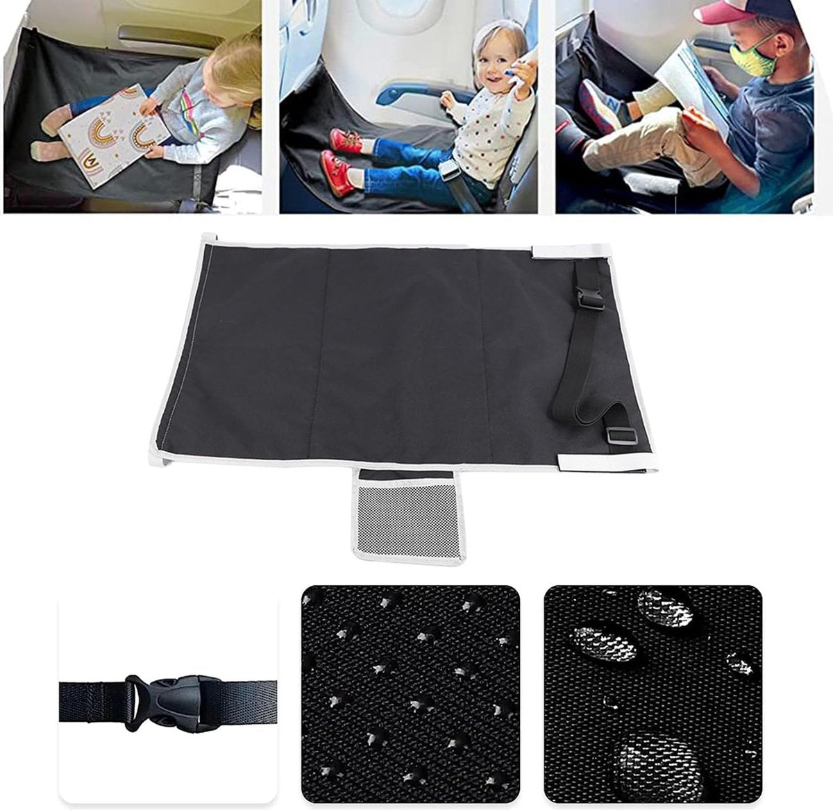 Airplane Bed - Baby Bed - Airplane Beds - Airplane Bed - Airplane Footrest - Must Have For Traveling - Ideal For Airplanes And Cars - Comfortable - Washable - Compact And Portable - Black