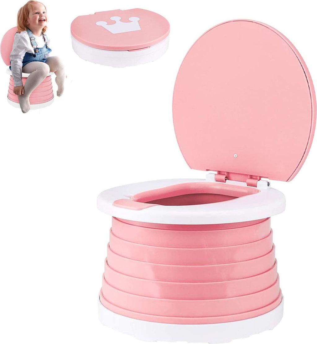Potty - Child Potty - Toddler Potty - Potty with Lid - Toddler Potty with Lid - Trainer Toilet Seat - Potty for Children - Baby Toilet Seat - Children's Potty - Child-Friendly Design - For Boys and Girls - Portable - Foldable - Pink