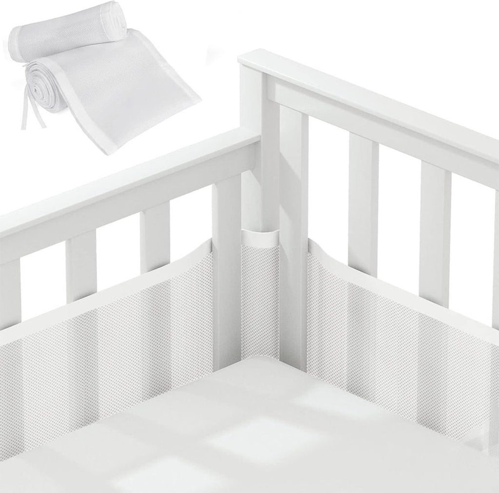 Baby Crib Bumper Set - Set of 2 - Bed Bumper - Bed Side Protectors - Anti-Bump Edge - Breathable Mesh - Baby Safety - Head Protector - Crib Bumper - 320x27cm & 150x27cm - White