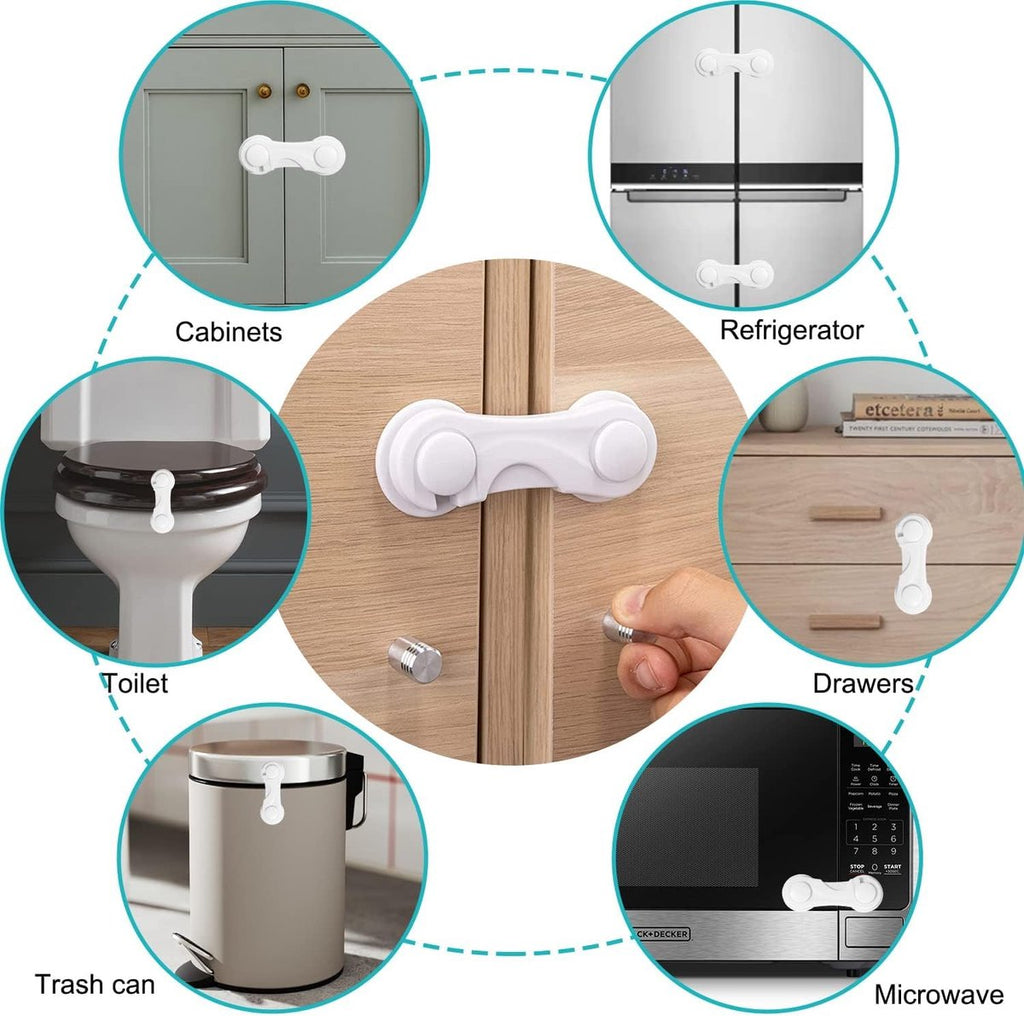 10 Pieces - Child Lock - Drawer Child Lock - Refrigerator Lock - Cabinet Child Locks - Cabinet Door Child Safety - Child Security - No Drilling Required - Safety Lock - Door Security - Baby Lock - Child Locks - Drawer Lock - White - Cabinet & Drawer Secur