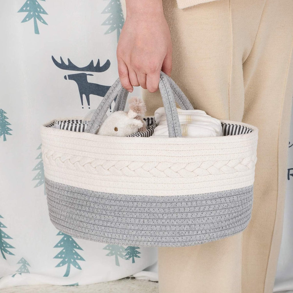 Diaper Bag - Changing Table Basket - Diaper Basket - Changing Bag - Diaper Organizer - Nursery Storage Basket - Baby Diaper Organizer - Diaper Organizer - Maternity Gift - Toy Basket - For Nursery Accessories - Baby Shower - Removable Dividers