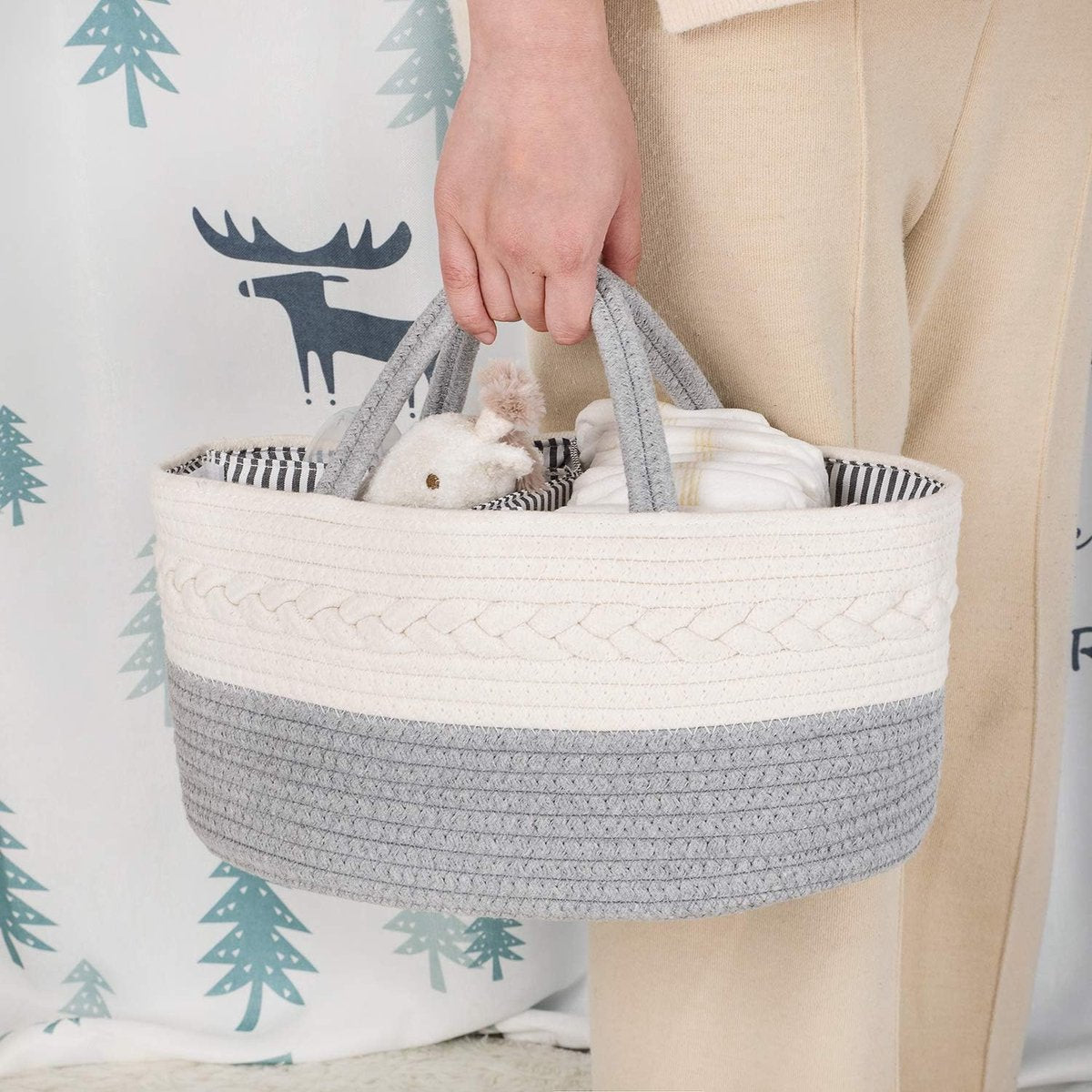 Diaper Bag - Changing Table Basket - Diaper Basket - Changing Bag - Diaper Organizer - Nursery Storage Basket - Baby Diaper Organizer - Diaper Organizer - Maternity Gift - Toy Basket - For Nursery Accessories - Baby Shower - Removable Dividers
