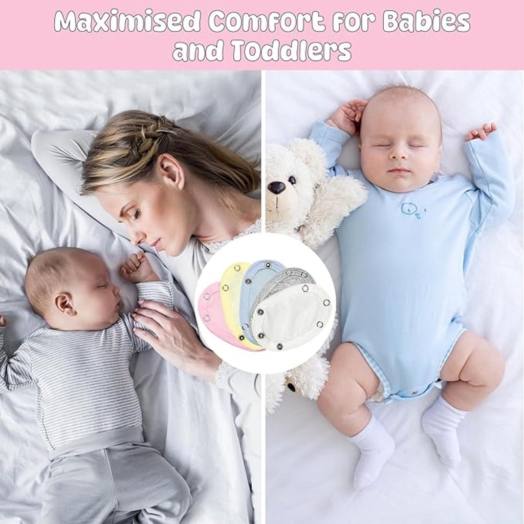 5-Piece Baby Bodysuit Extender - 13x9 cm - Button Diameter Approximately 9 mm - Onesie Extension - Cardigan Extension - Baby Clothing Extensions: Cardigan, Bodysuit, Onesie, Crotch and Utility - Unisex - Double-Layered Cotton for Newborns