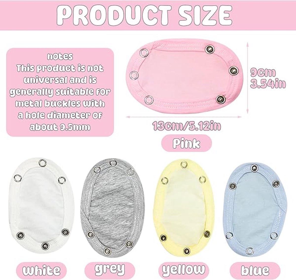 5-Piece Baby Bodysuit Extender - 13x9 cm - Button Diameter Approximately 9 mm - Onesie Extension - Cardigan Extension - Baby Clothing Extensions: Cardigan, Bodysuit, Onesie, Crotch and Utility - Unisex - Double-Layered Cotton for Newborns