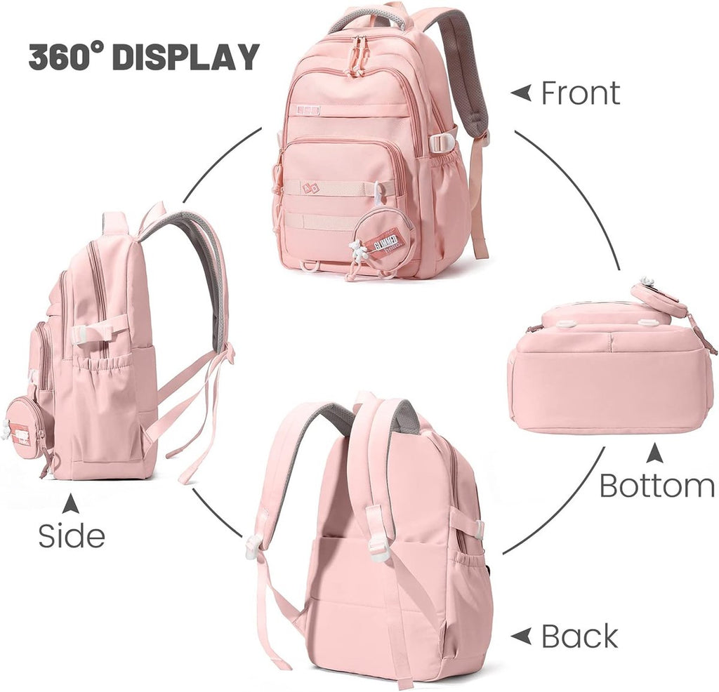 Waterproof backpack for girls - Girl Backpack - School backpack - lightweight school bag - School bag - Girls School Student School Bag - Large capacity backpacks for Girls and Boys - Teenagers - High School backpacks - Pink