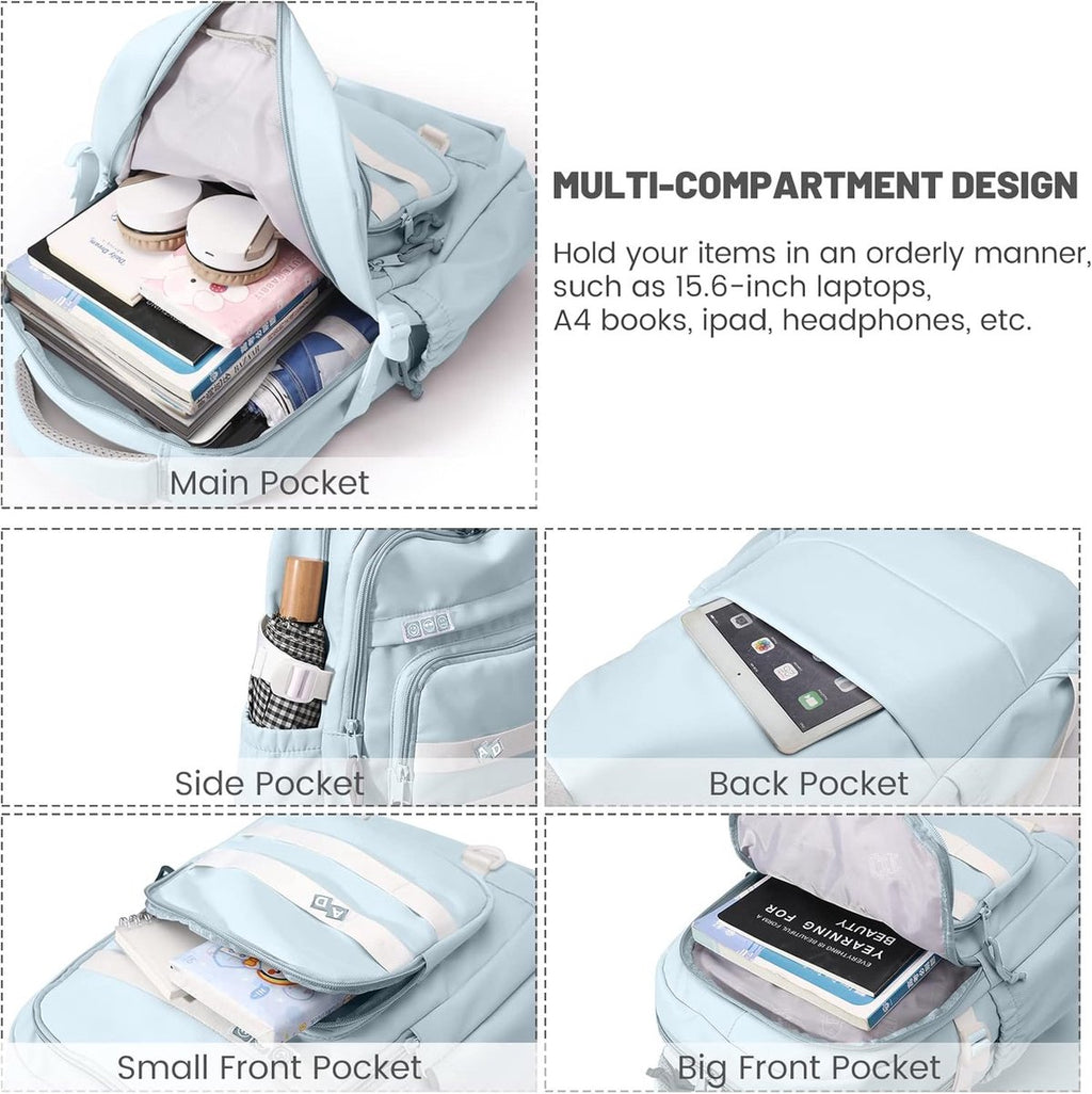 Waterproof backpack for girl - Girl's Backpack - School backpack - lightweight school bag - School bag - Girls School Student School Bag - Large capacity backpacks for Girls and Boys - Teenagers - High School backpacks - Blue
