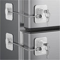 2-Pack Refrigerator Locks - with Keys - for Children, Toddlers, and Adults - Self-Adhesive Refrigerator Lock - for Refrigerator, Cabinets & Drawers, Oven, Windows - Child Safety - White