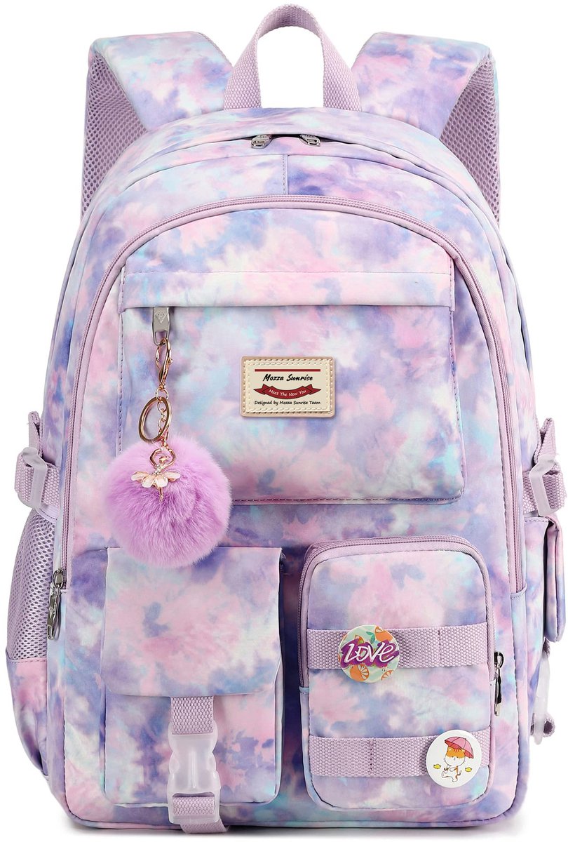 30L School Backpack – Multi-Compartment Laptop Bag for Students (Purple)