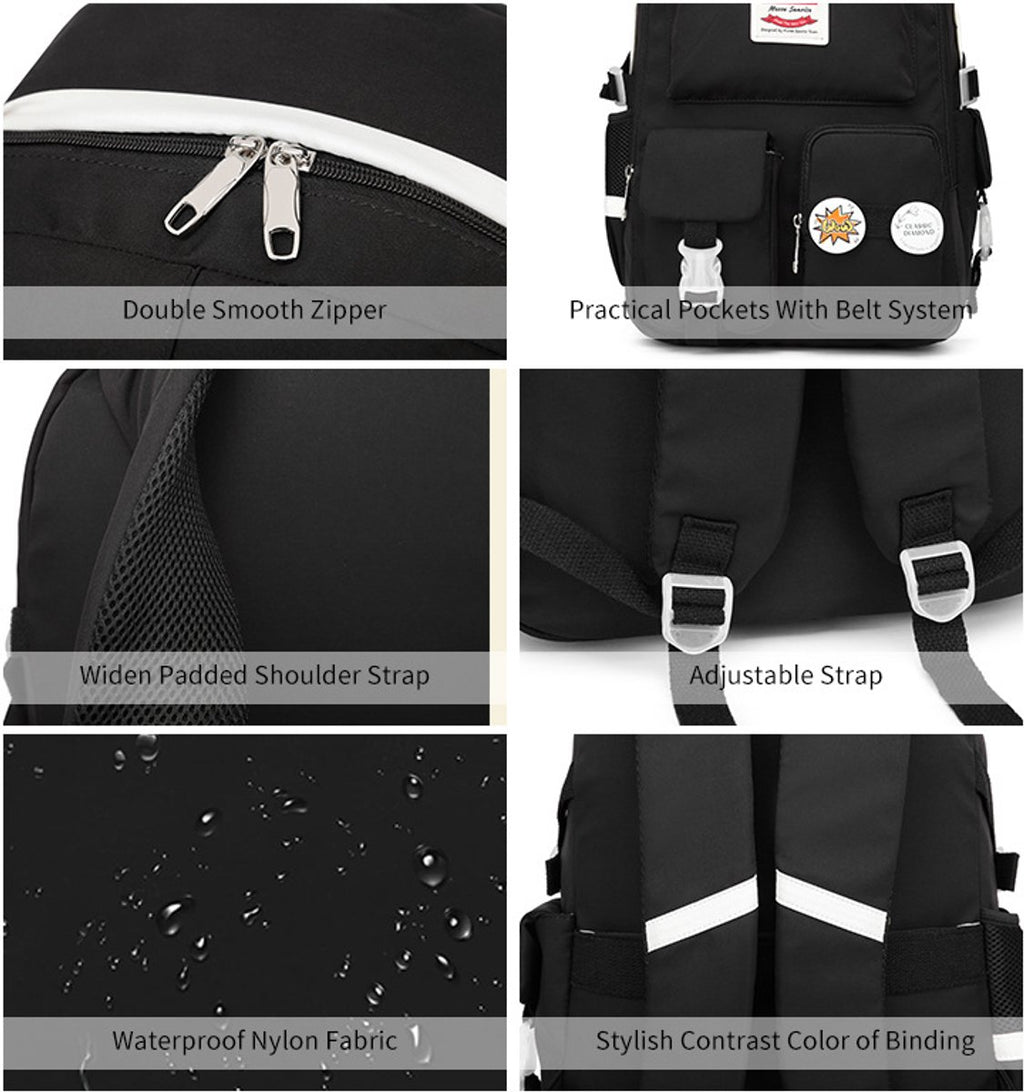 30L School Backpack – Multi-Compartment Laptop Bag (Black)