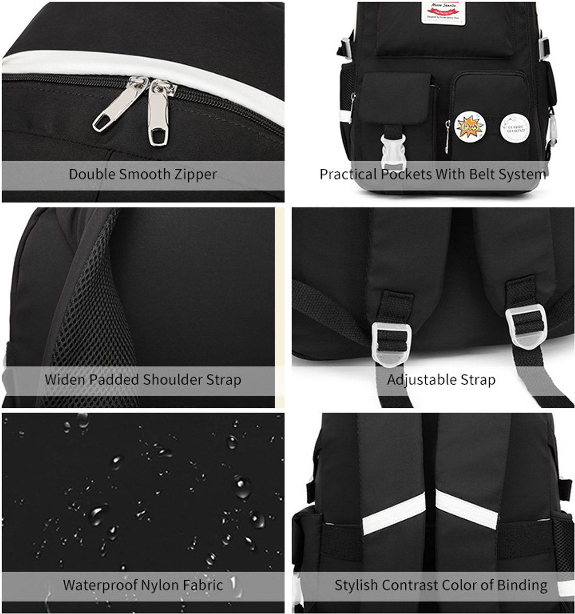 30L School Backpack – Multi-Compartment Laptop Bag (Black)