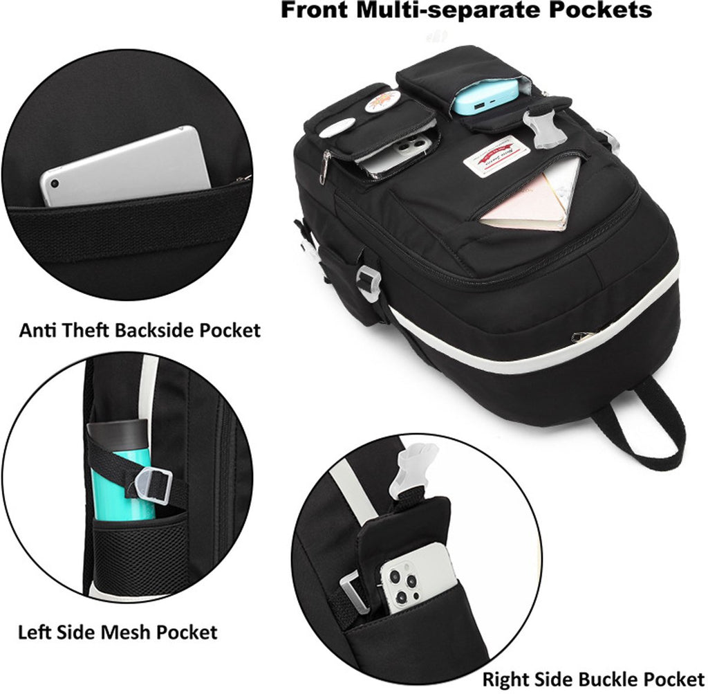 30L School Backpack – Multi-Compartment Laptop Bag (Black)