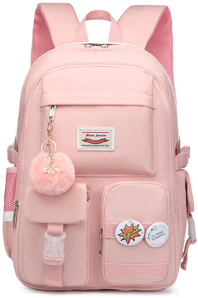 30L School Backpack – Multi-Compartment Laptop Bag (Pink)