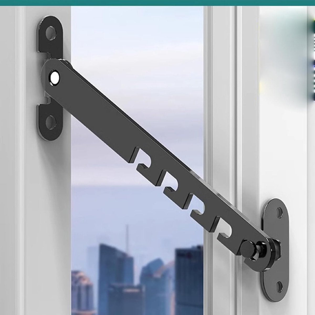 Window Restrictor Stays 2 Pack – Adjustable Window & Door Safety Limiters (Black)