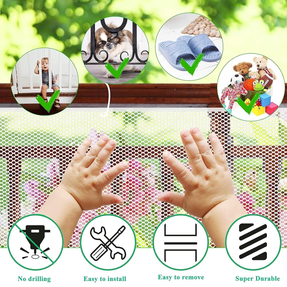 Child Safety Net 300 x 79 cm – Stair & Balcony Mesh Guard (White)