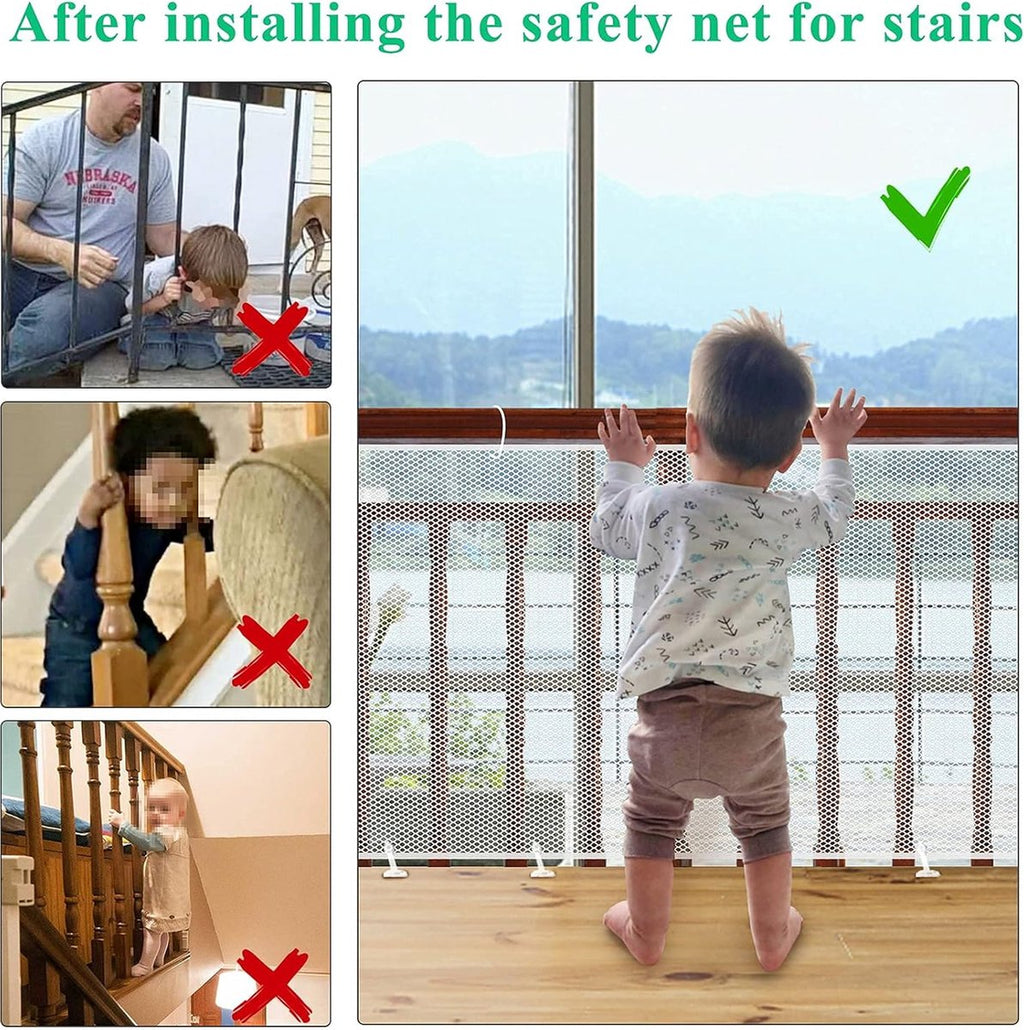 Child Safety Net 300 x 79 cm – Stair & Balcony Mesh Guard (White)