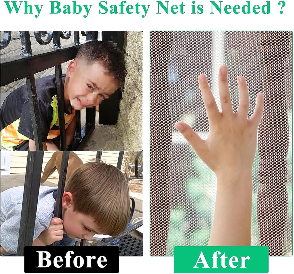 Child Safety Net 300 x 79 cm – Stair & Balcony Mesh Guard (White)