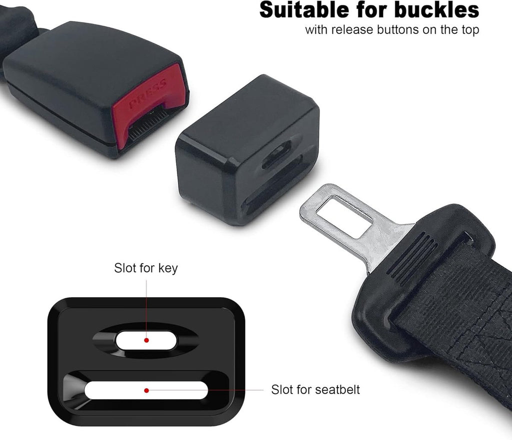 Child Safety Seat Belt Buckle Covers 2 Pack – Car Seat Belt Lock Protectors (Black)