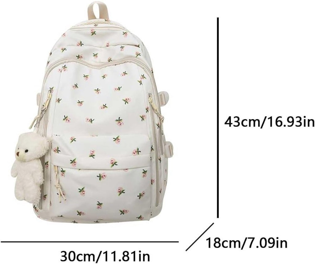 20L School Backpack – Lightweight Tablet & Everyday Bag (Rose Print)