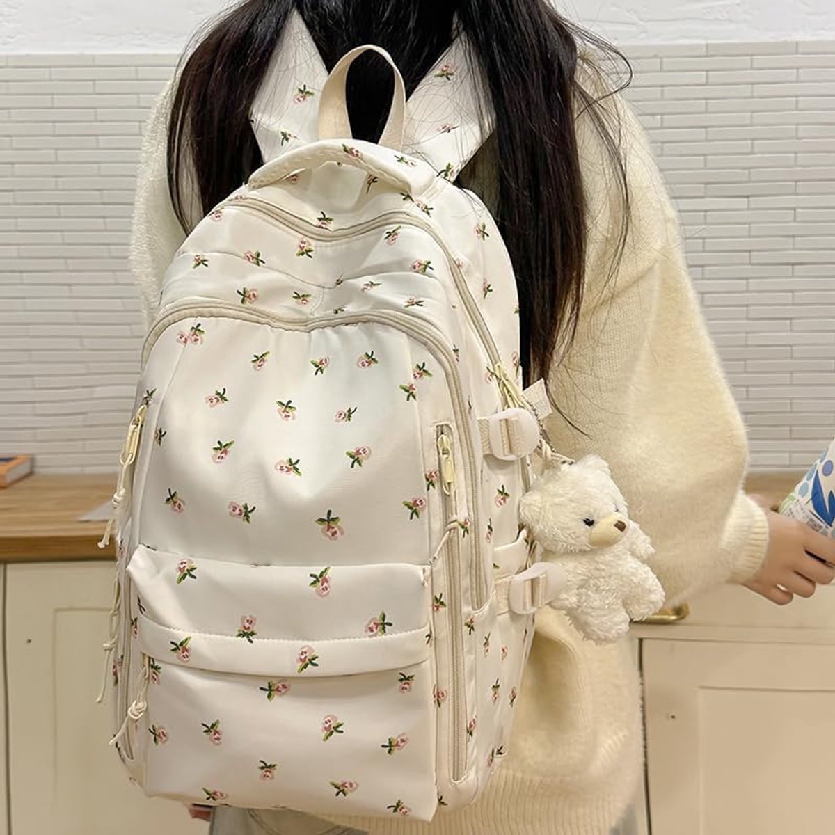 20L School Backpack – Lightweight Tablet & Everyday Bag (Rose Print)