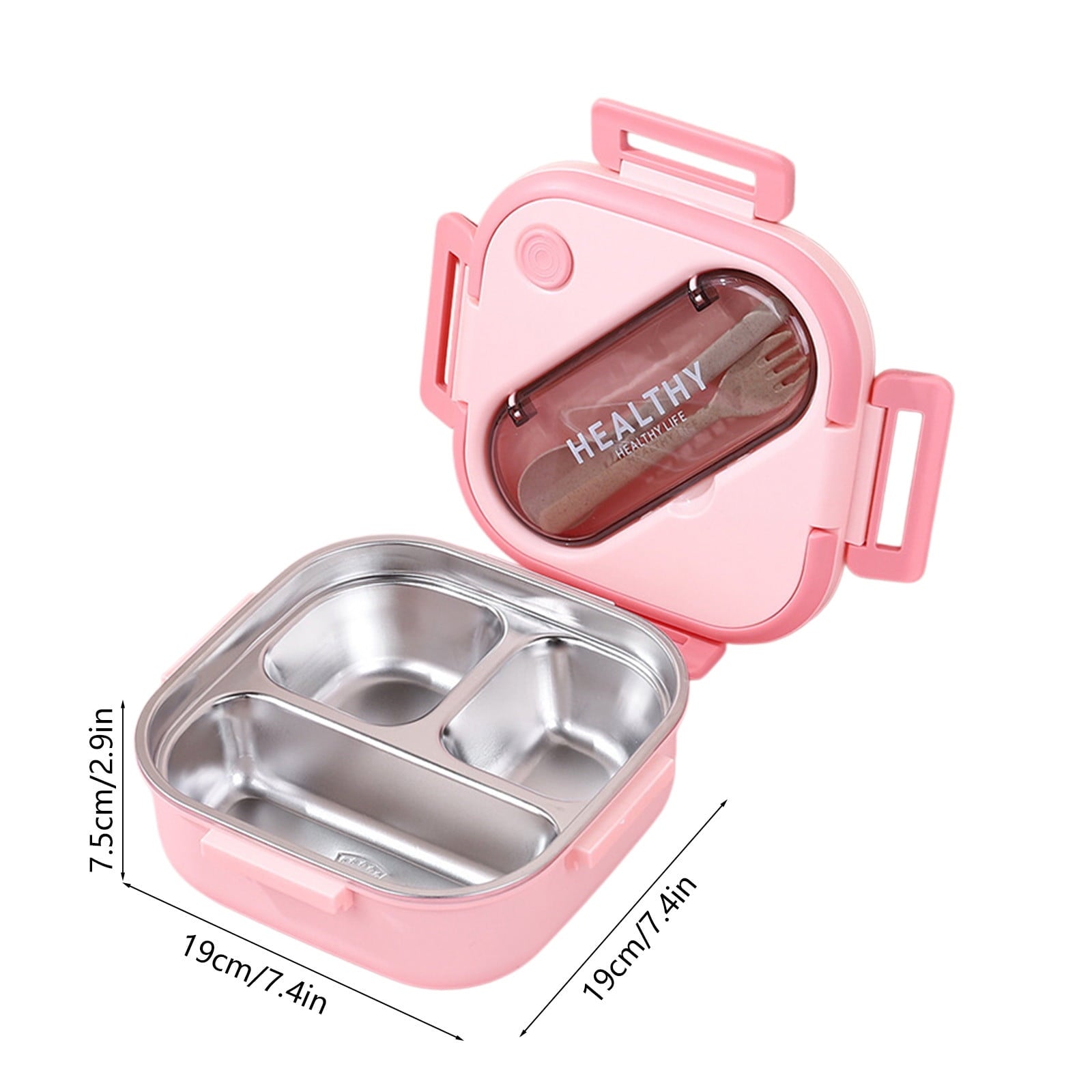 Aespoir Lunch Box, Toddler Lunch Box, Leak-Proof, Four-Sided Clasp for School,Camping,Travel, 7.5x7.5x3 In,Light Blue