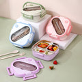 Aespoir Lunch Box, Toddler Lunch Box, Leak-Proof, Four-Sided Clasp for School,Camping,Travel, 7.5x7.5x3 In,Purple