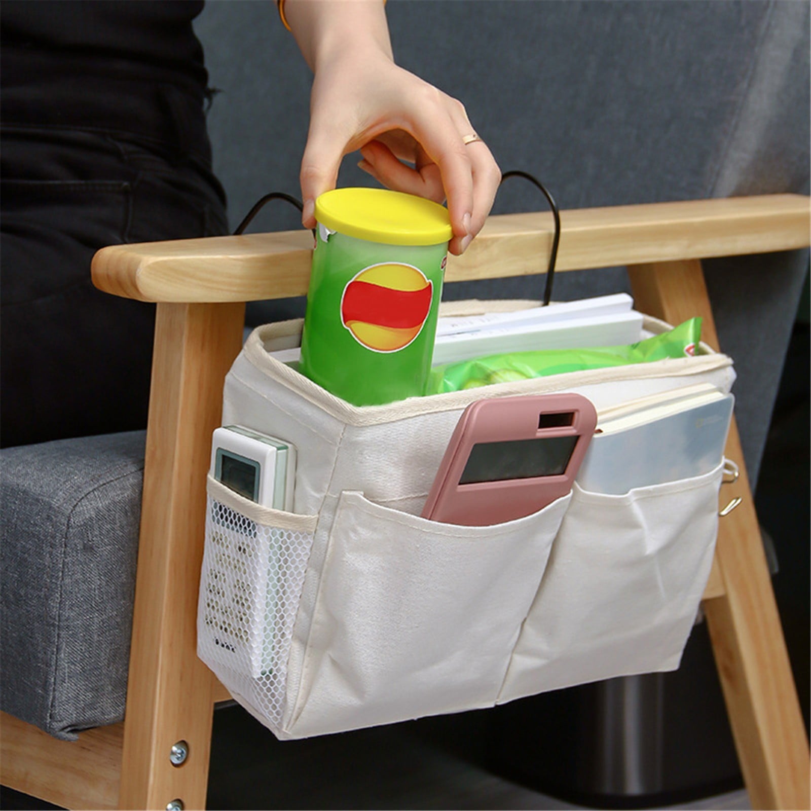 Jierger Bedside Caddy Hanging Bed Organizer Storage Bag Pocket for Bunk and Hospital Beds, College Dorm Rooms Baby Bed Rails, Camp 4 Pockets