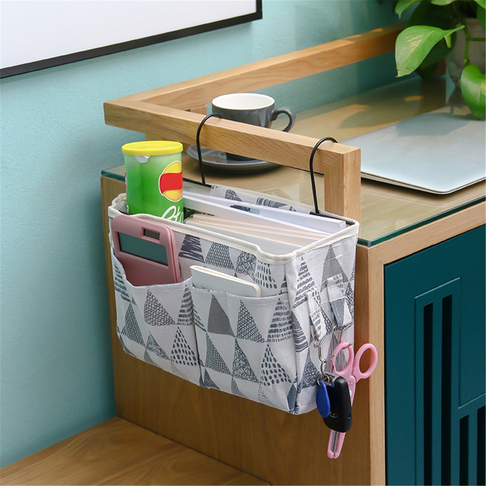 Jierger Bedside Caddy Hanging Bed Organizer Storage Bag Pocket for Bunk and Hospital Beds, College Dorm Rooms Baby Bed Rails, Camp 4 Pockets