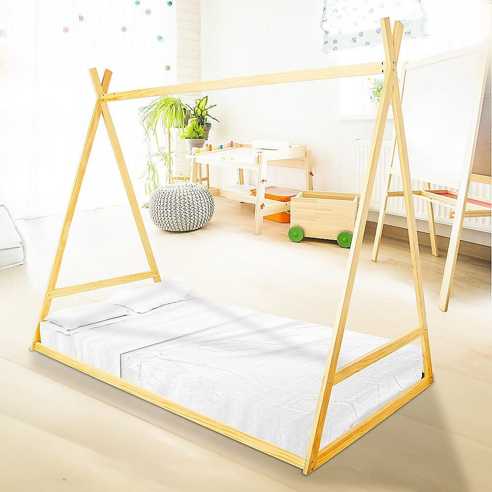 NNEDSZ Kids Tent Montessori Toddler Floor Bed Wooden Bedframe-1