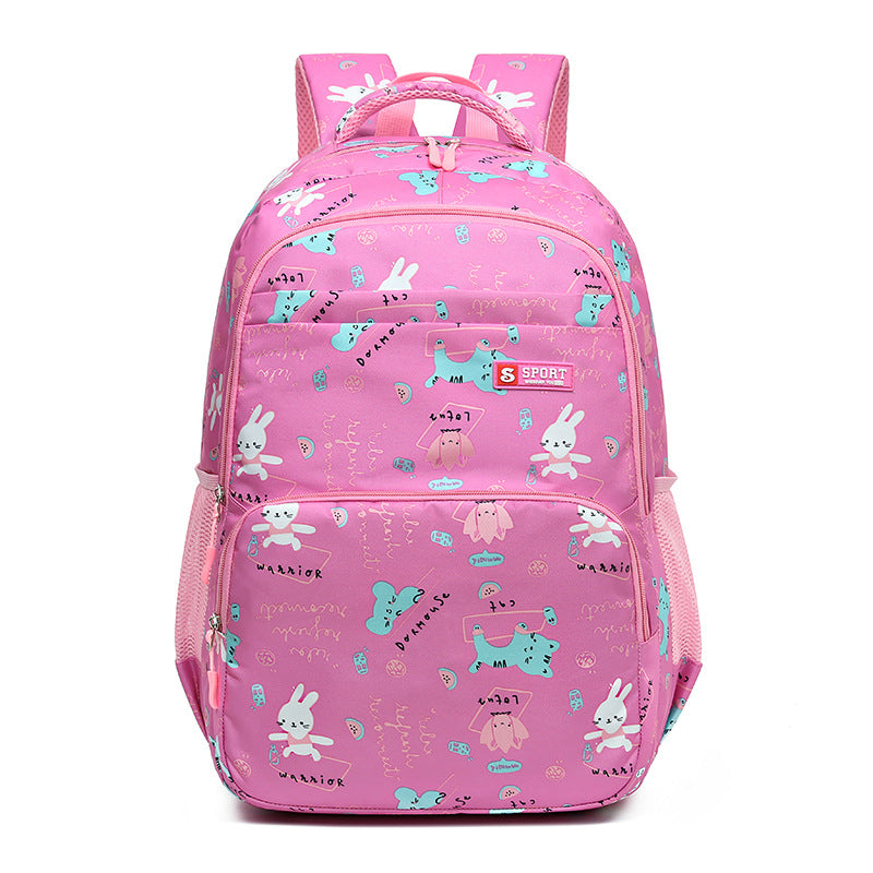 Rose Red Cartoon Student Backpack – Large Capacity Ergonomic School Bag