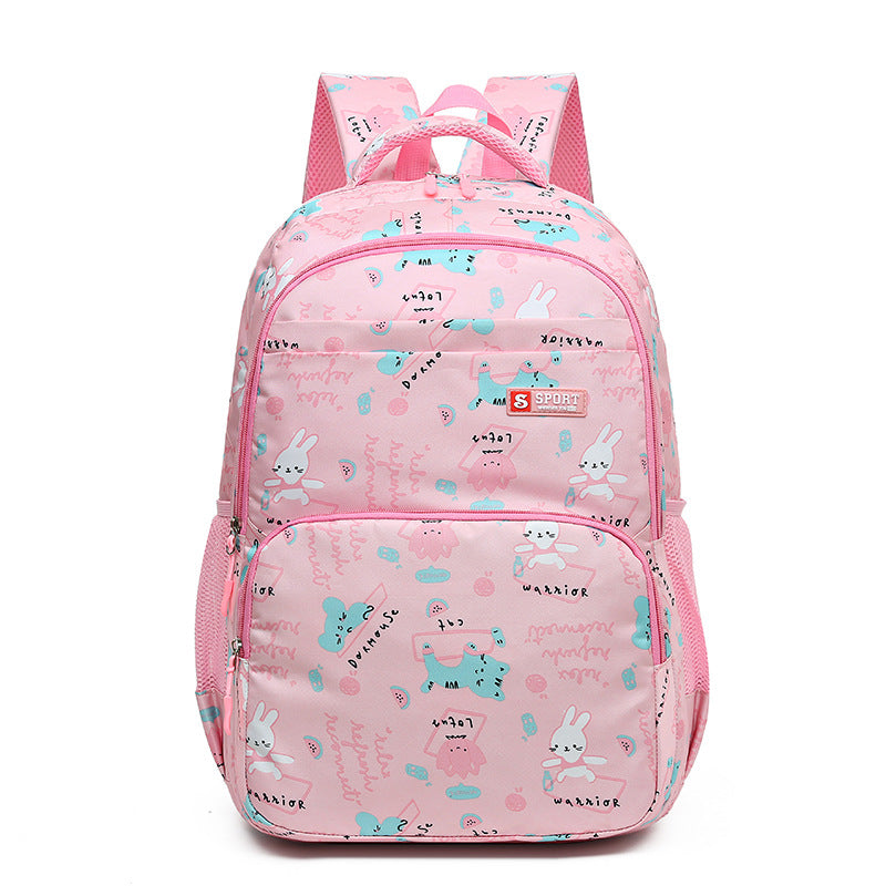 Pink Cartoon Student Backpack – Large Capacity Ergonomic School Bag